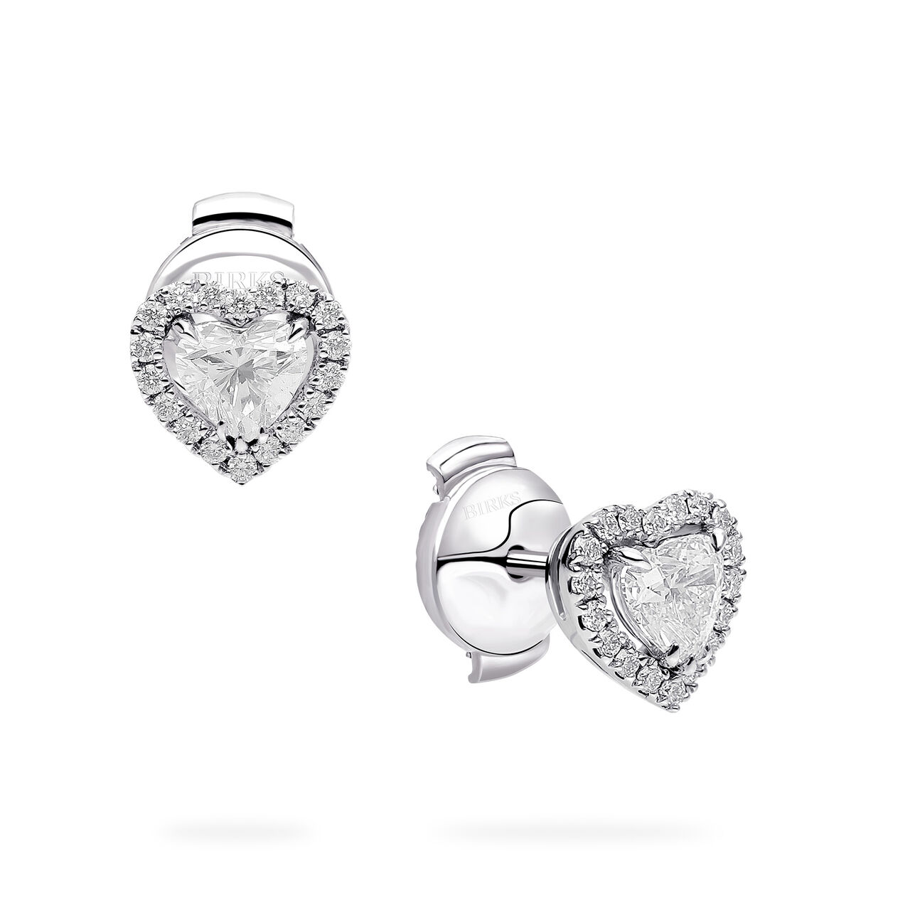 Birks Essentials White Gold And Diamond Heart Shape Stud Earrings image number 3